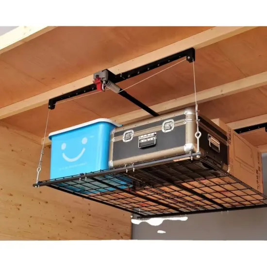 China-Manufactured 250 lbs Capacity Heavy Duty Adjustable Garage Ceiling Storage Rack for Sale