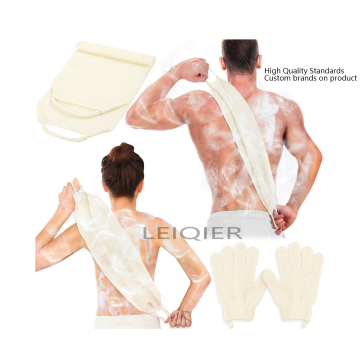 Custom Logo Exfoliating Back Scrubber Bath Gloves Set