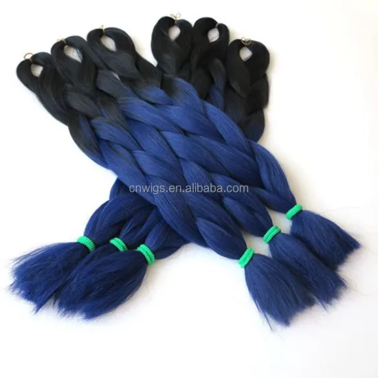 HARMONY 24" 100g/pc Black Midnight Blue Henlon Ombre Two Tone Colored Jumbo Braid Synthetic Box Crochet Ombre Braiding Hair