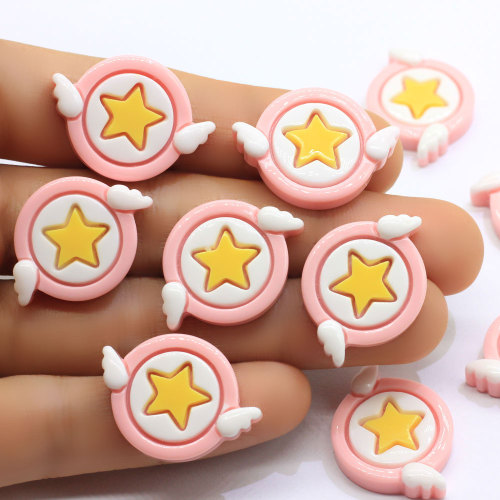 19*27mm Mini Wings Round Star Pink Yellow Resin Pretty Beads Kawaii Cabochons 2020 New Designs for Decoration