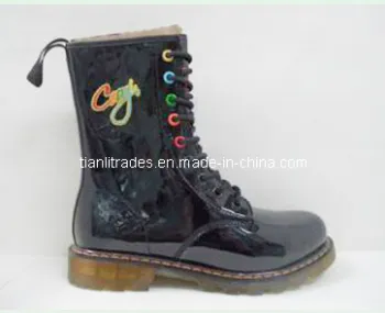 Black PU Boots Factory Supply (TB03)