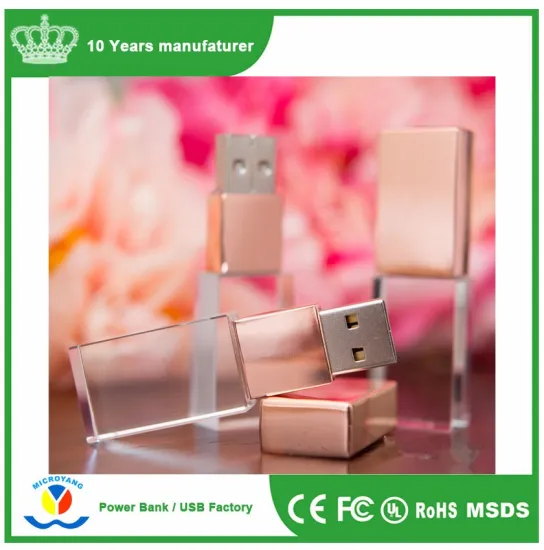 Custom Personalized Logo Xmas gift Rose Gold Crystal USB Flash Drive 2.0 Memory Stick
