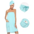 Shower beauty body towel wrap with pocket