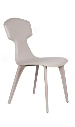 Italian minimalist white leather Ele side chairs