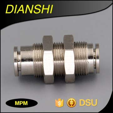 MPM Metal Push in Fittings one touch brass bulkhead pheumatic connector brass metal pipe fitting