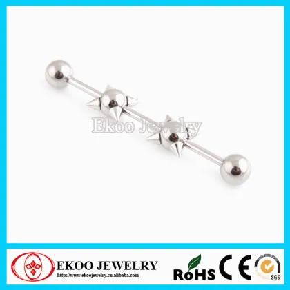 Long Barbell with Two Spiked Balls Industrial Barbell