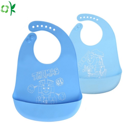 Mat Grade Cartoon Silicone Baby Bib för resor