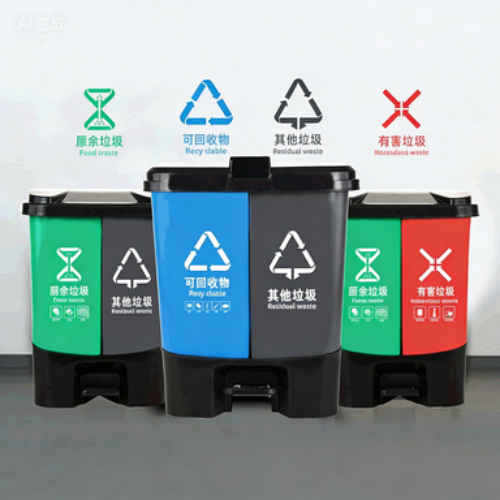 Large Plastic Trash Can with Dry Wet Separation for Office and Commercial Use