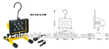 2016 hot selling 8watt rechargeable flood light with a hook 8pcs 1watt led flood light super super bright