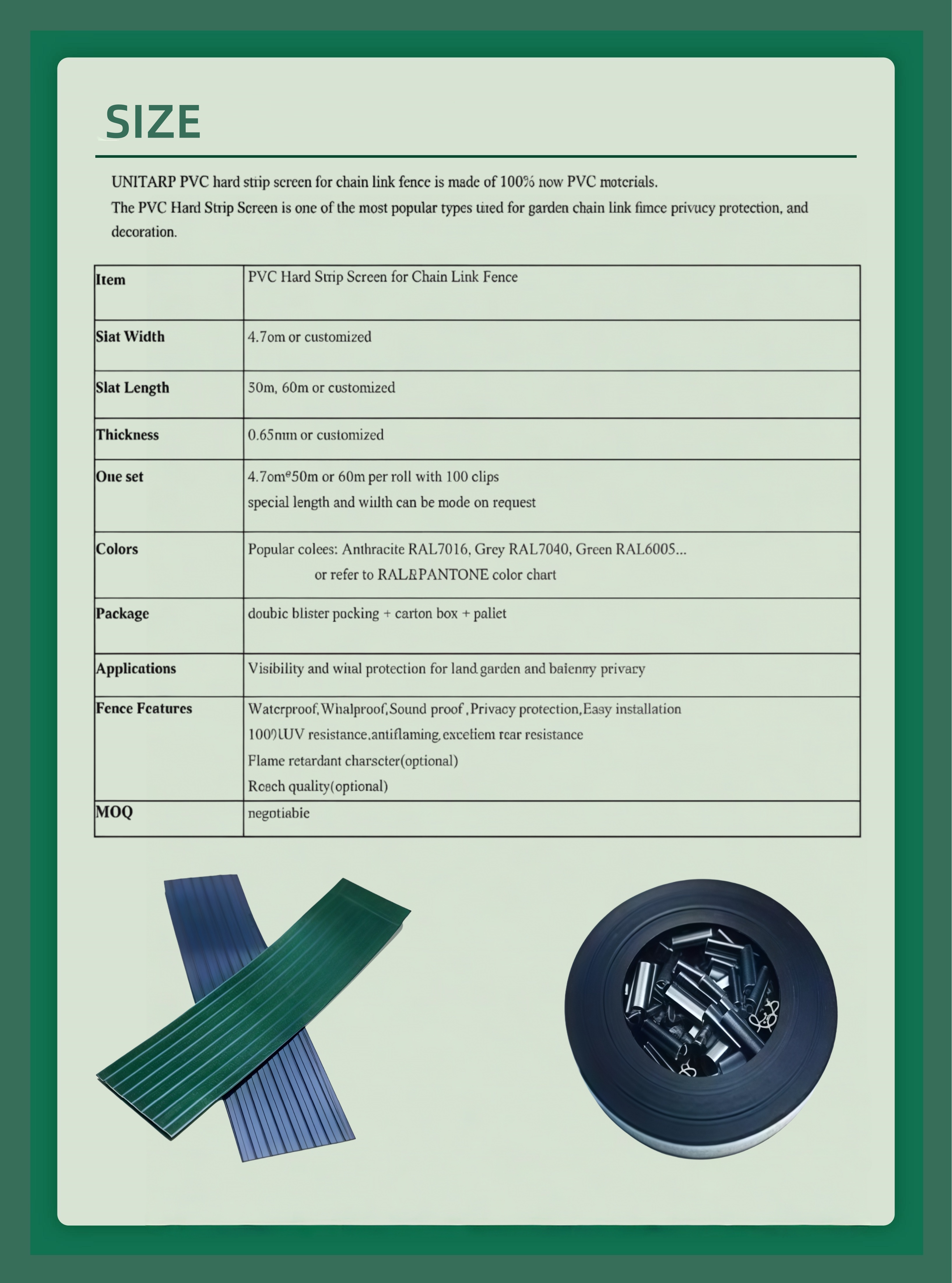 Privacy Perimeter Fence SIZE