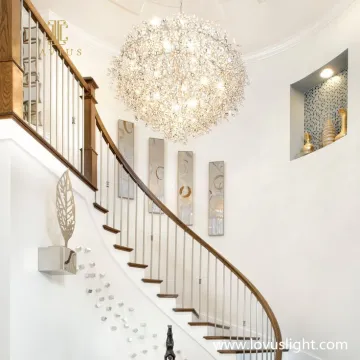 Beige atmosphere custom staircase chandelier hotel villa staircase decoration chandelier
