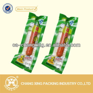 printed laminated three sides seal ham sausage packaging bag with clear window