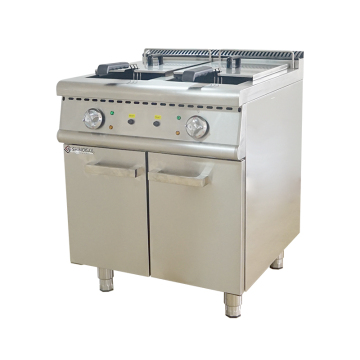 Commercial Electric Double Basket Hot Dog Deep Fryer with Cabinet