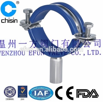 Stainless steel sanitary tube holder with PVC rubber