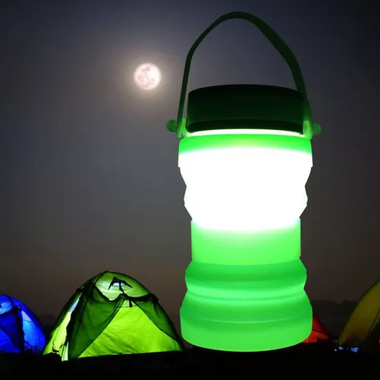 Waterproof foldable 3 LED USB Silicone Bottle Camping Lantern / Solar Camping lamp