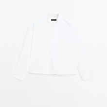 Women's new Chinese style button up collar with solid color poplin shirt