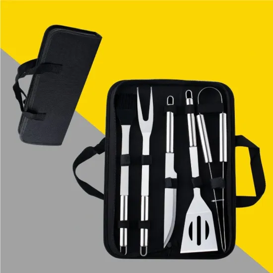 Barbecue Tools 5-Piece Outdoor Portable Tote Bag Stainless Steel Grill BBQ Tools Set