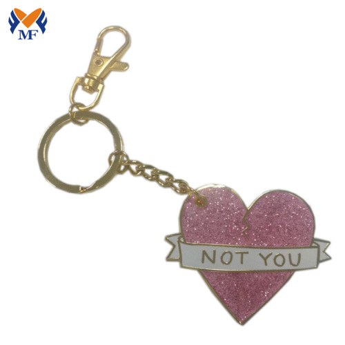 Personalized heart shape keychain with glitter