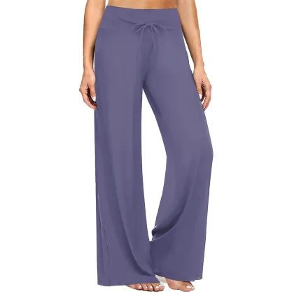Soft Black Wide Leg Women's Pajama Pants: Comfortable Casual Lounge & Yoga Wear