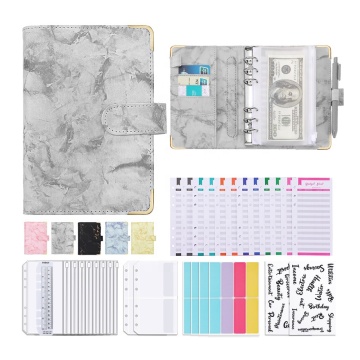 Pianificatore di budget in pelle A6 A6 PU: Binder ad anello e organizzatore finanziario mensile con design in marmo