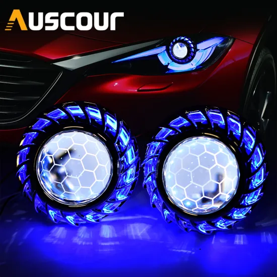 2.5inch Honeycomb Bixenon HID Projector Lens DRL Led Day Running Angel Eyes Shrouds H1 H4 H7 Car Assembly Kit Retrofit