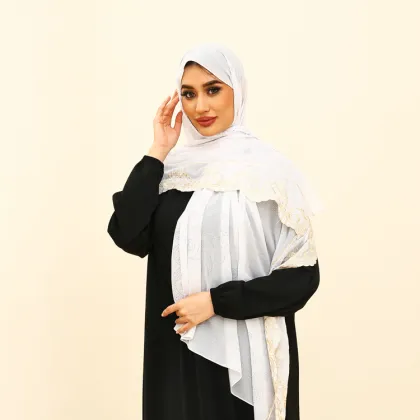 Premium Muslim Ethnic Lace Embroidery Hijab Scarf