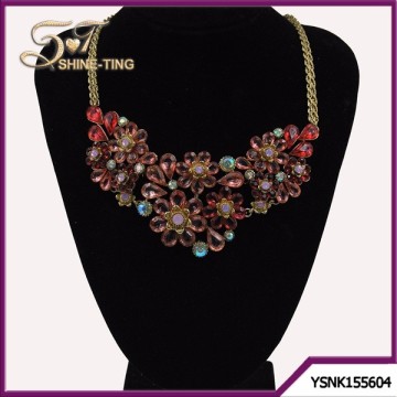 handmade garnet crystal accessories multilayer flower necklace