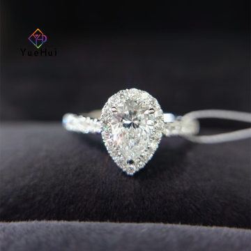 Wholesale GIA Certified Engagement Rings: 18K Gold HPHT CVD Pear Cut Lab-Grown Diamond Jewelry