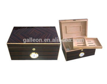 High gloss ebony veneer large cigar humidor handmade wooden cigar box