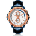 sport mannen horloge chronograaf kwarts horloge leren riem