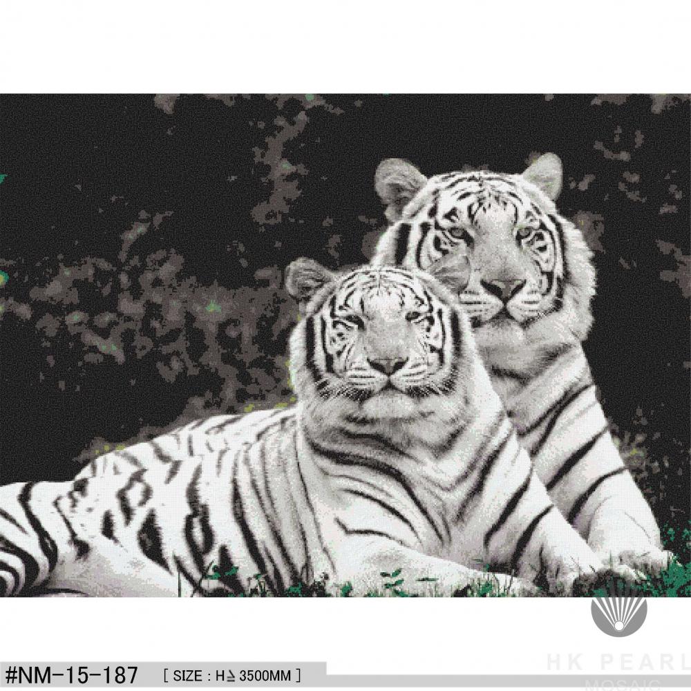 Classic Glass Mosaic Tiger Animal Pattern Craft Mural