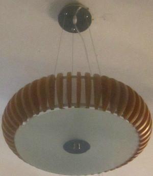 Circle high quality hand made wood and glass pendant lamp