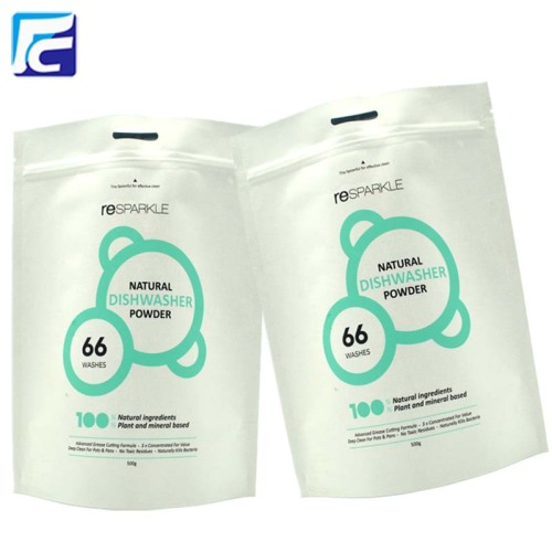 Resealable white paper stand up bag for powder