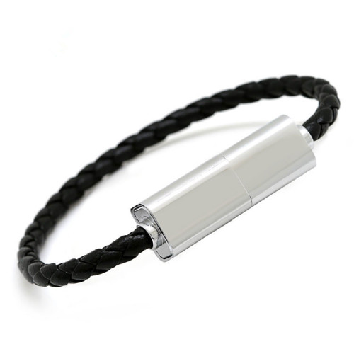 Fashion And Design Stainless Steel Men Genuine Leather Bracelet with Magnetic Clasp