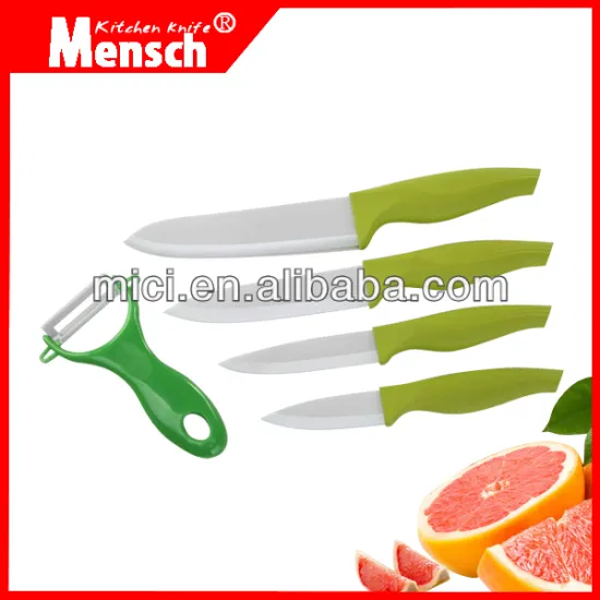 5pcs family union green handle ceramic kitchenware set