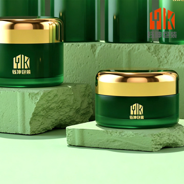 Gradient Green Frosted Glass Cream Jar
