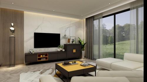 Dark Gray Wooden Living Room Furniture