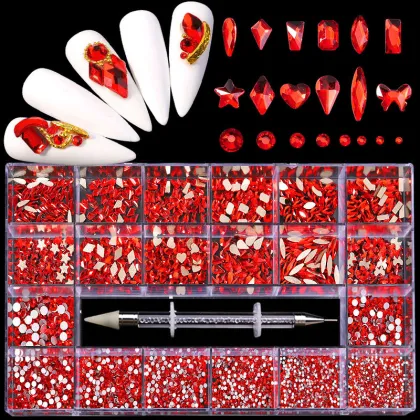 High Quality Press-On Crystal Nail Rhinestones in a Box
