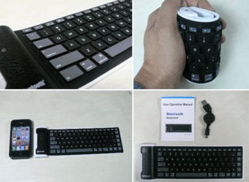 Non - Slip Waterproof Silicone Portable Wireless Folding Bluetooth Keyboard For Iphone4