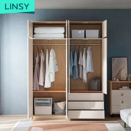 Linsy Two Doors Bedroom Set with Wardrobe Cabinet Designs - Modern Solid Wood Wardrobe FT1D
