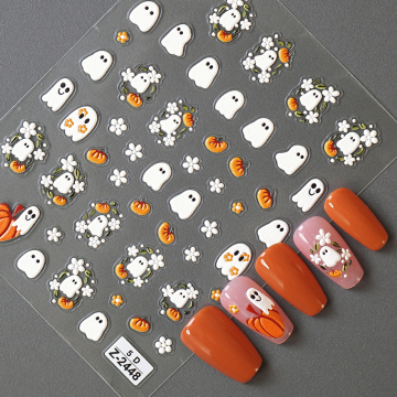 Halloween Spooky Cute Ghost 3D Nail Art Stickers for Holiday Manicure