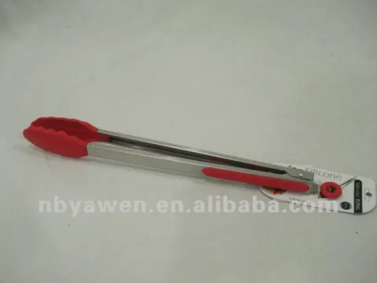9 inches red silicone food tong