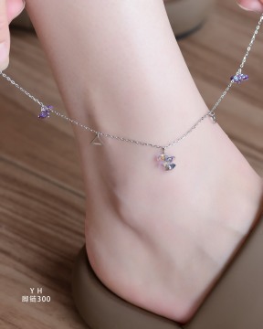 Morpho Butterfly sterling silver ankle chain