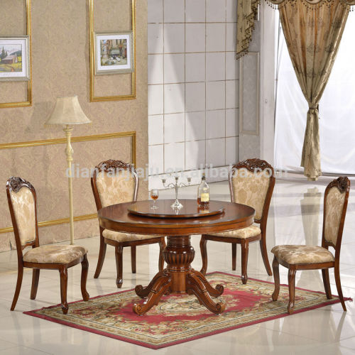 high quality antique wooden carved round dining table chairs