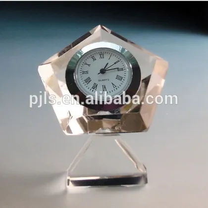 Diamond shape Art Crystal diamond clock/Diamond crystal clock