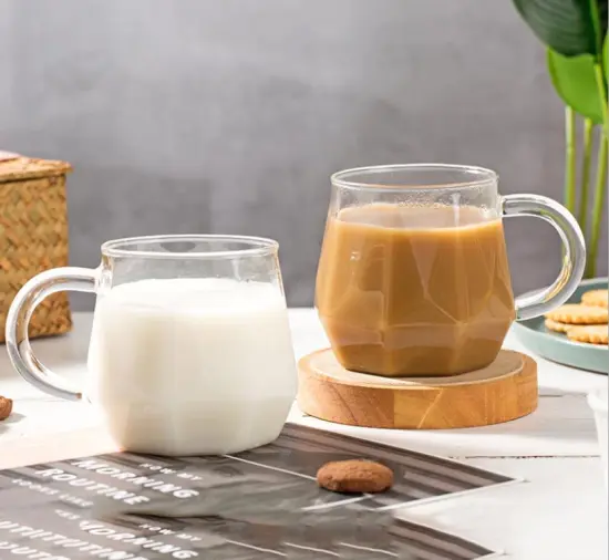 400ml clear borosilicate drinking milk coffee glass cup