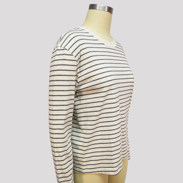 Womens Black and White Striped Long Sleeve Shirt