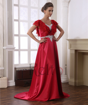 2015 suzhou red long chiffon evening dress for fat women