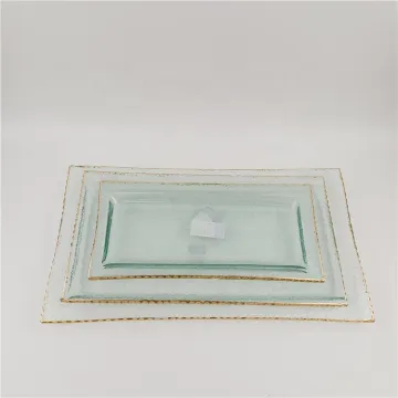 colored square clear glass dinner plate