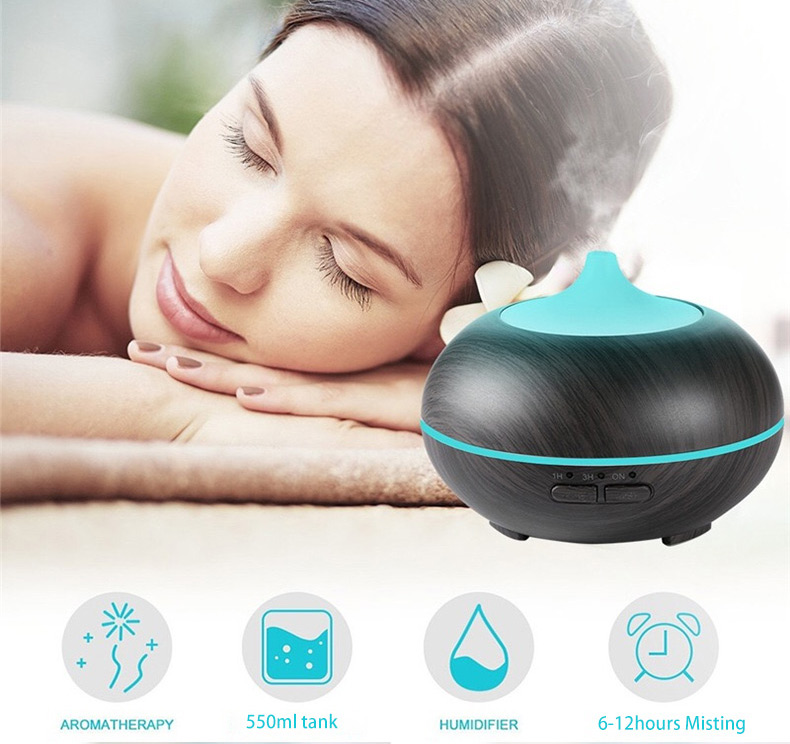 Aromatherapy wood grain 550ml Oil Aroma Diffuser Humidifier